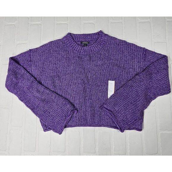 Wild Fable Purple Mock Collared Cropped Sweater Small - Picture 1 of 3